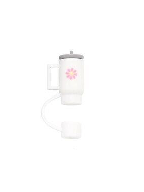 Cute Silicone Straw Topper white tumbler for Wide Straw. New without tags.